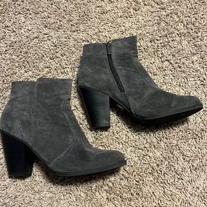 Gray suede booties